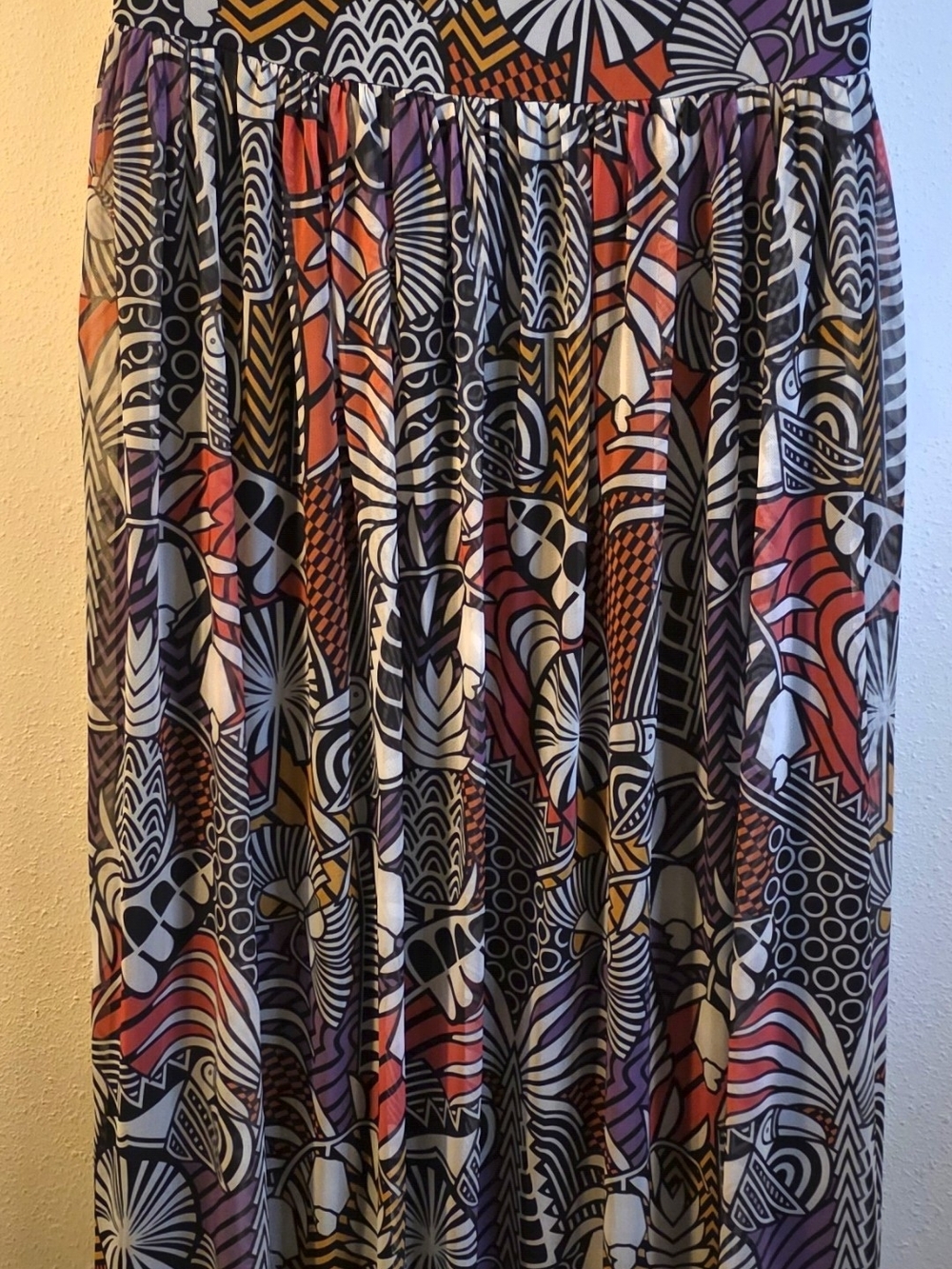 Farm Rio Anthropologie Multicolor Abstract Print Maxi Skirt
